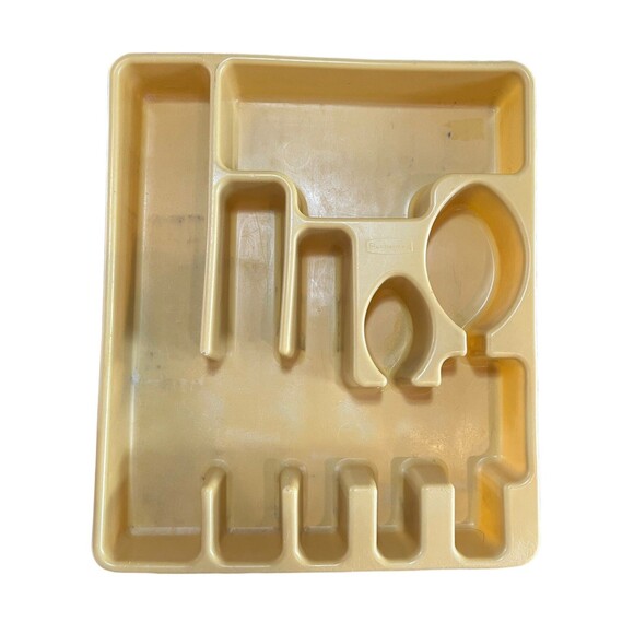 Vintage 2922 Rubbermaid 70s Yellow Silverware Tray Flatware Kitchen Retro 6 Slot - Picture 1 of 2